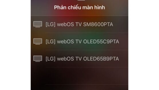 Nhấn vào tivi LG muốn kết nối với điện thoại iPhone